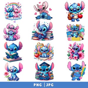 12 Stitch Back To School Png, Clipart Stitch Png, Stitch Clipart, Cute Back To School Clipart Good Quality, Digital Download