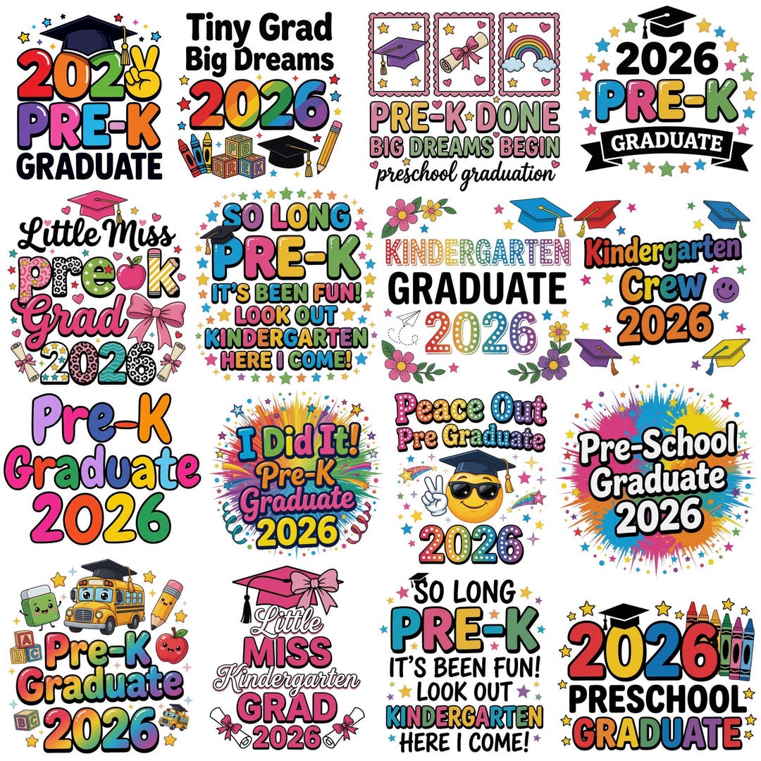 Pre-k Graduate 2026 PNG Bundle, so Long Pre-k Png, Graduation Png ...