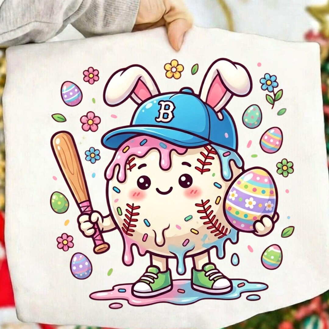 Easter Baseball PNG, Bunny Baseball Png, Cute Baseball Player ...