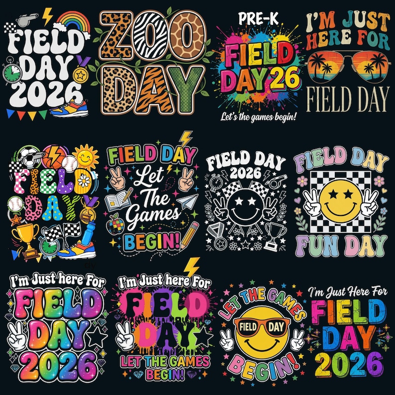 Field Day PNG Bundle, Let the Games Begin 2026 PNG, Colorful School ...