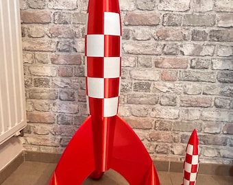 Sculpture décorative de la célèbre fusée lunaire de Tintin de 40 à 150 cm de hauteur