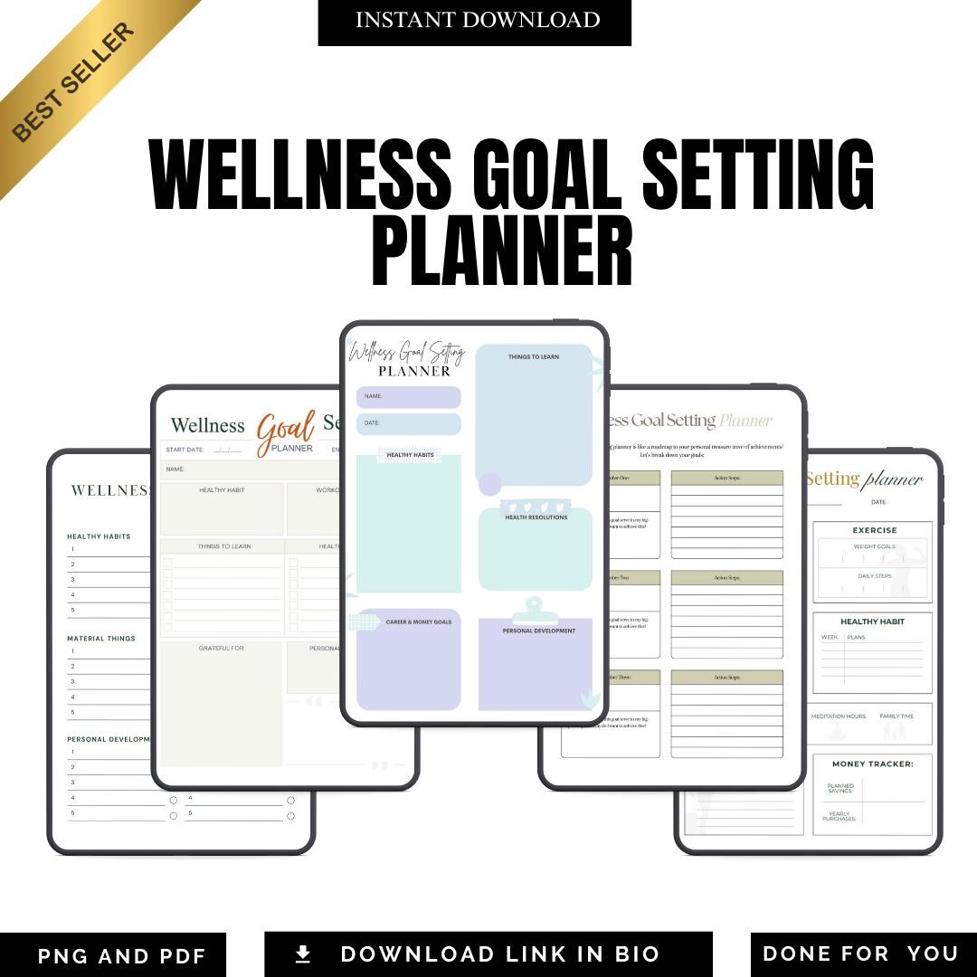 Wellness Goal Setting Planner | PDF PNG | 2026 Health & Fitness Roadmap ...