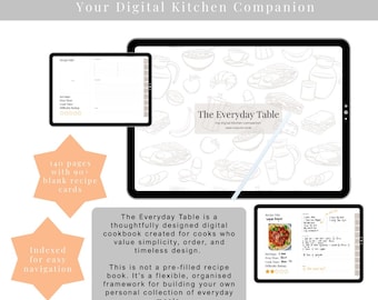 Digital Recipe Book for Goodnotes, Notability | Cookbook Journal Template | Light Version