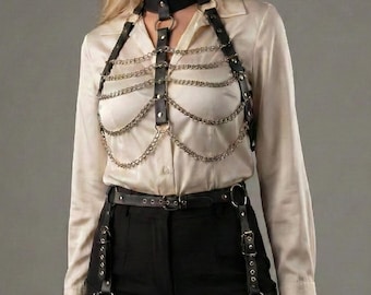 Handmade Faux Leather Festival Harness, Bohemian Fringe Belt