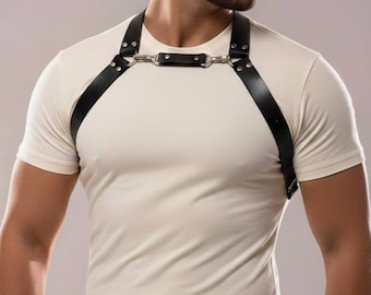 Handcrafted Leather Chest Harness, Men's Body Belt, Plus Size
