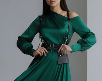 Leather Corset Harness: Wide Belt, Back Lacing Corset