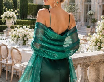 Sheer Evening Shawl, Lightweight Wedding Guest Wrap, Elegant Shoulder Scarf, Formal Dress Cover Up