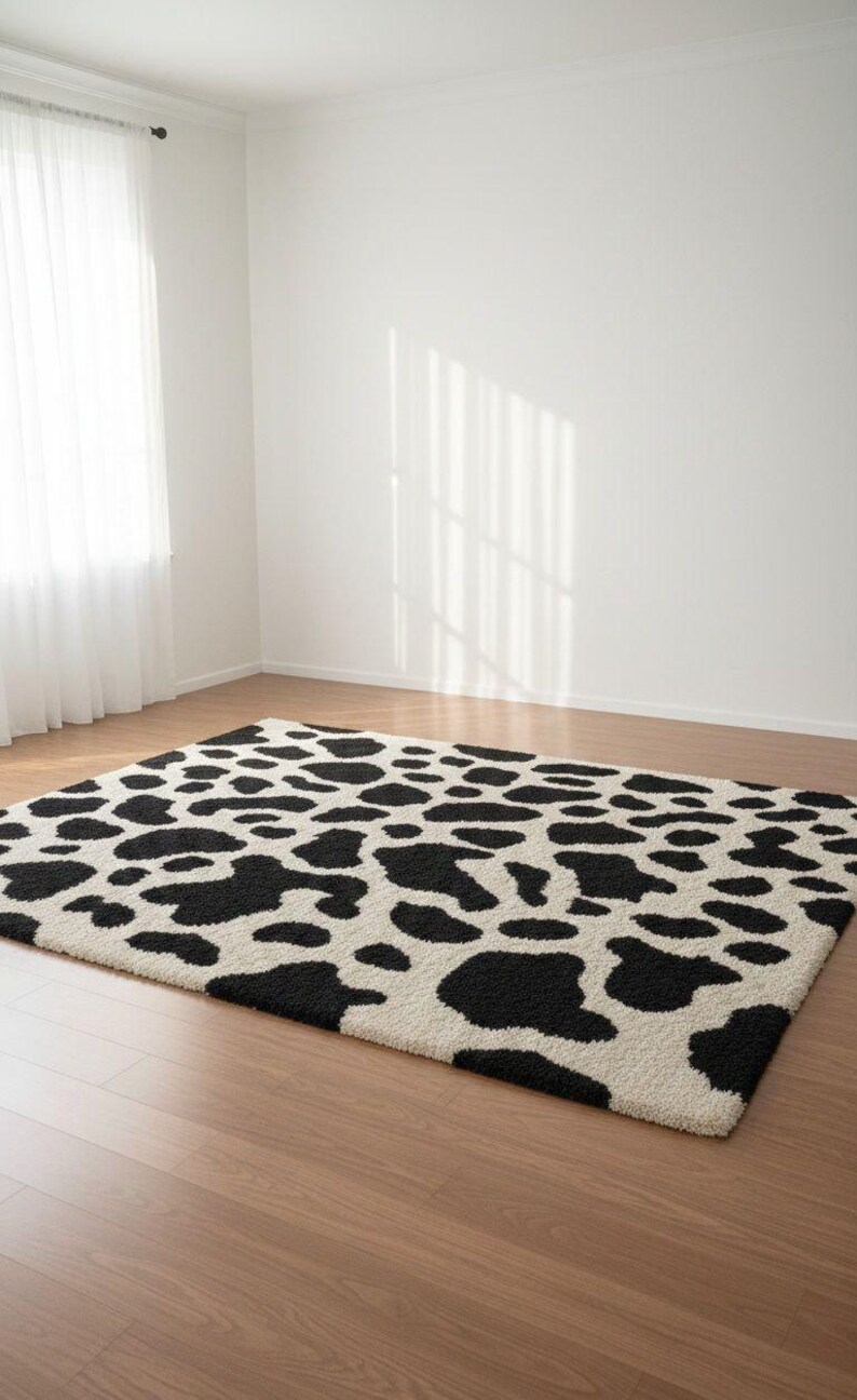 Black Ivory Abstract Tufted Rug Organic Pattern Modern Interior ...