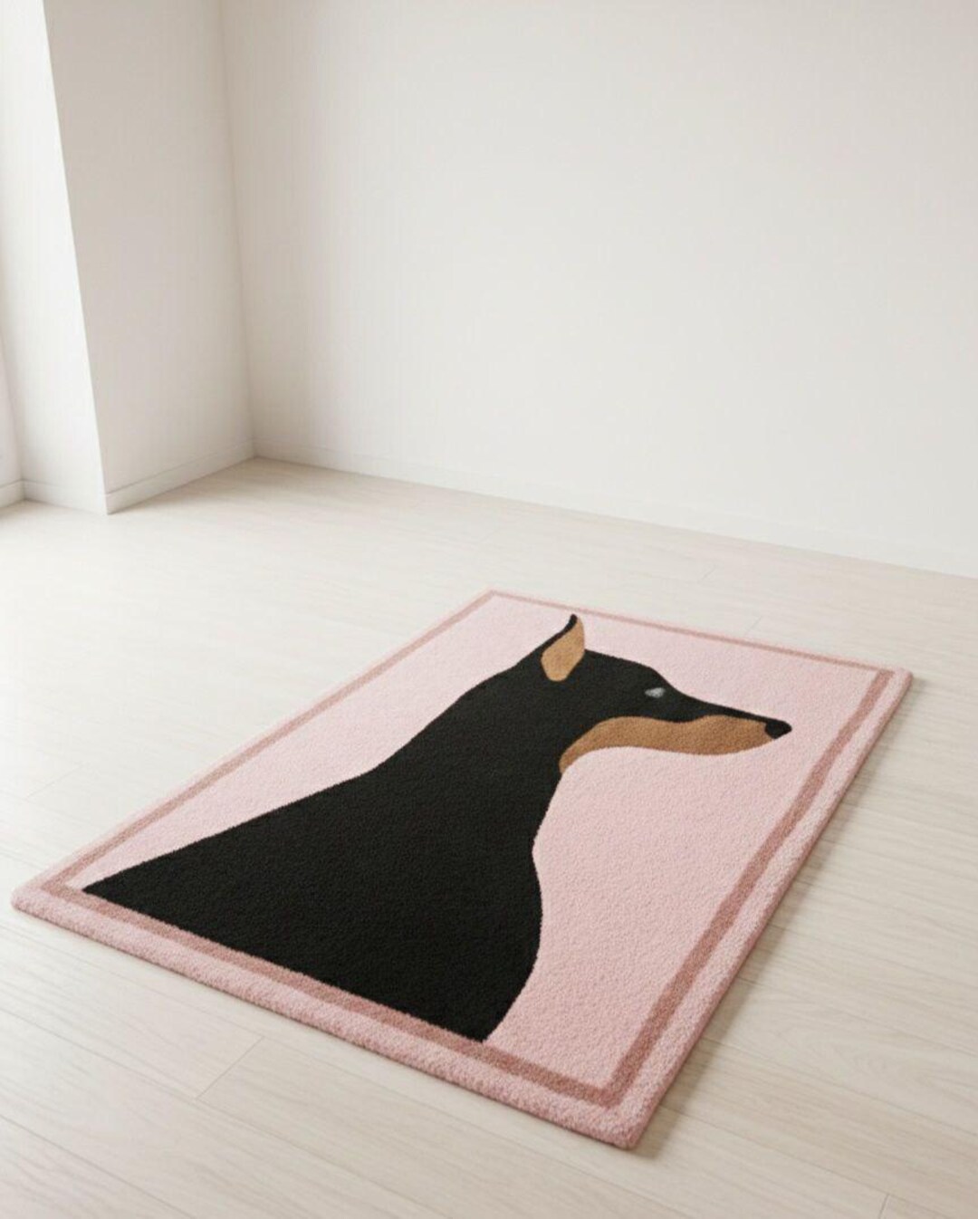 Dogtooth Rug Minimal Dog Silhouette Rug – Handmade Tufted Pet Art Carpet for Cute ...