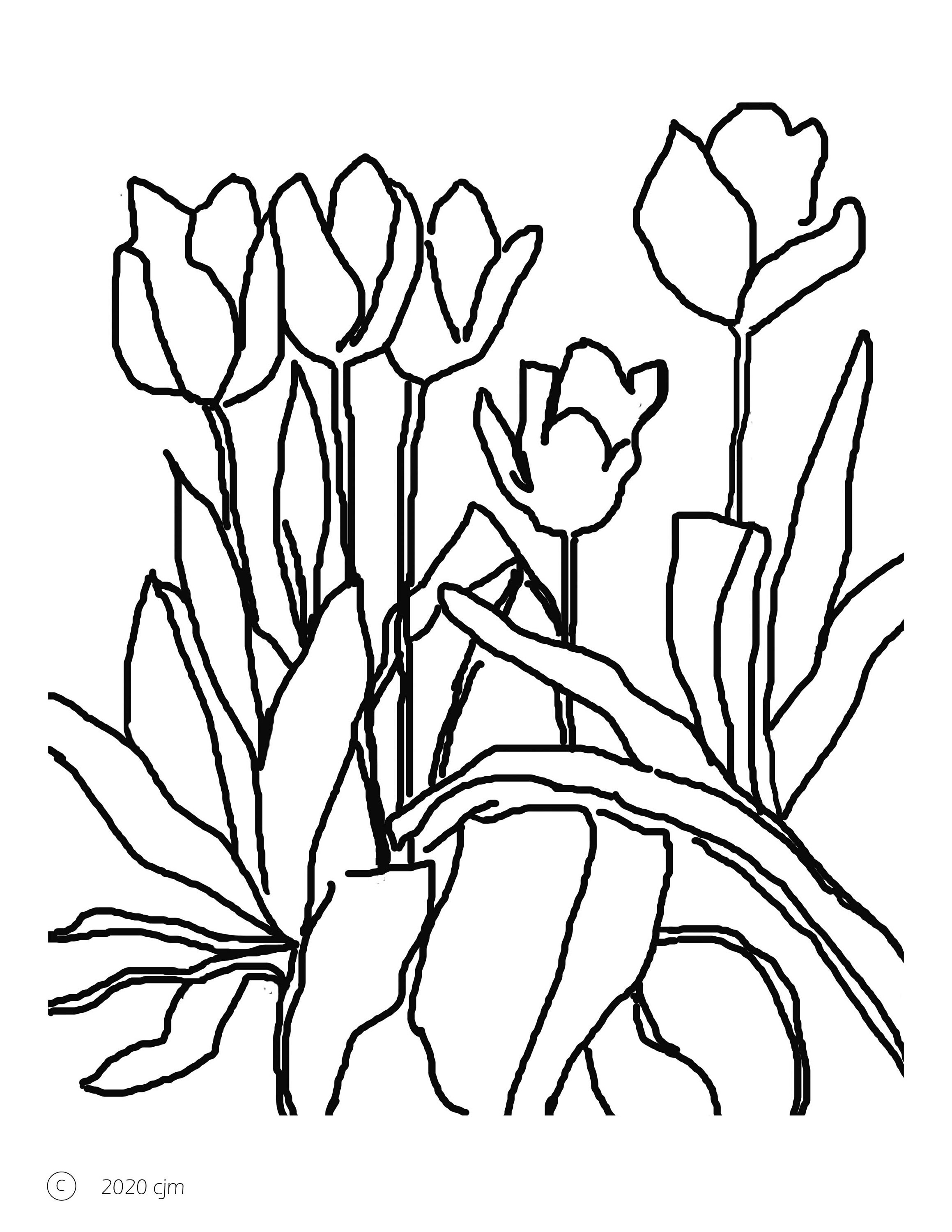 Tulips Instant Download Coloring Page Coloring Book Pages | Etsy