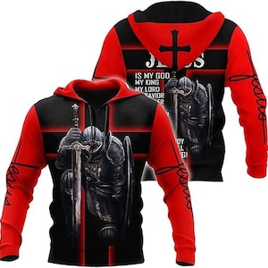 3D Christian Jesus Warrior Of Christ Hoodie 3D Pullover Hoodie, Cool Top Printed Hoodie Unisex S-5XL