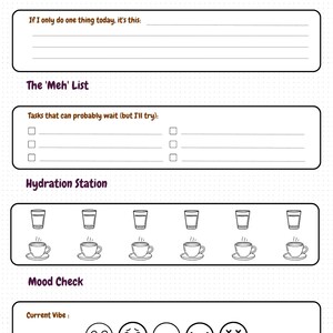 Bare Minimum-planerare | Utskrivbar daglig planerare för introverta | ADHD-vänlig att-göra-lista | Söt spökestetik i PDF-format | Låg efterfrågan på rutin