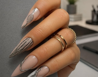 Silver Veil Press-On Nails