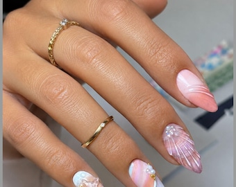 Verano crepuscular-Luxury Ocean-Inspired Press On Nails
