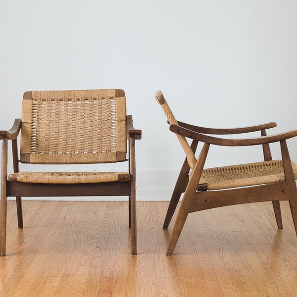 Mid Century Modern Woven Sling Chairs