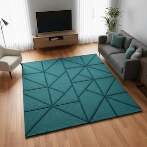 Modern Tri-Line Geometry Hand-Tufted Carpet