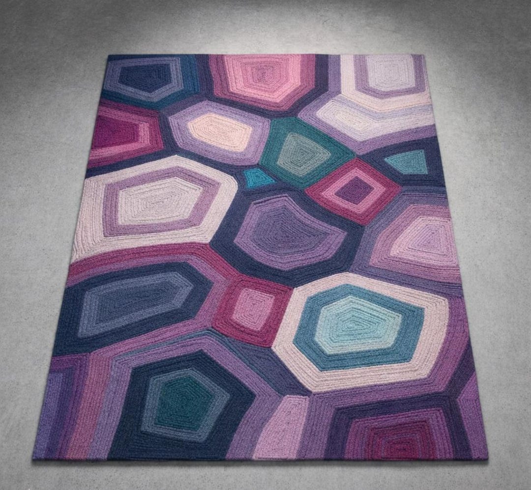 School Geode Rug Hand-tufted Geode Rug – Modern Mosaic, Purple Teal Carpet - Etsy
