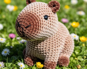 Sweet Sitting Capybara Amigurumi Pattern | Easy Crochet Capybara | PDF Digital Download | Beginner Friendly