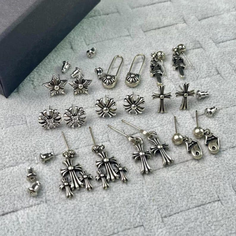 Chrome Hearts Earrings Cross - Etsy