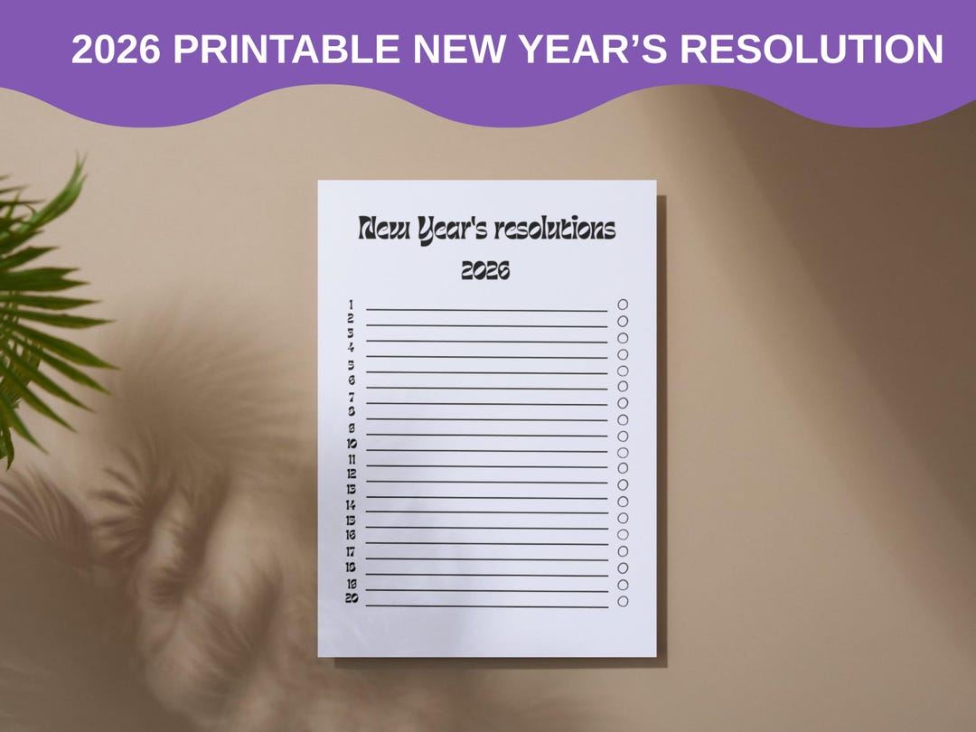 2026 Printable New Year's Resolution List - Etsy Canada