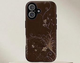 Dark Academia Floral Phone Case, Whimsigoth Filigree Shell Cover