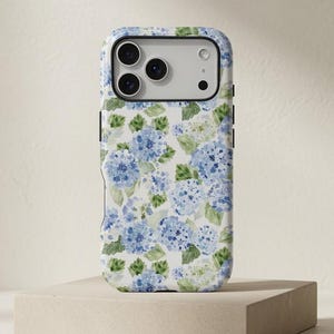 Blue Hydrangea Phone Case, Floral Pattern Phone Cover, French Country Style