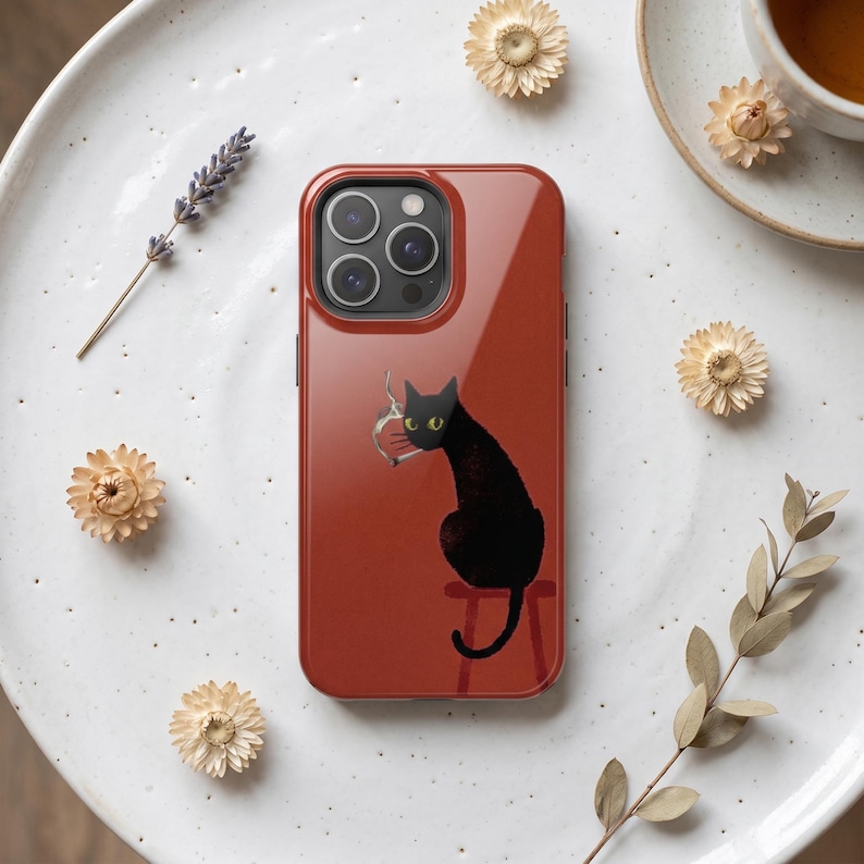 Whimsical Black Cat Phone Case | Sassy Art, Guitar, Moon Designs Style 1