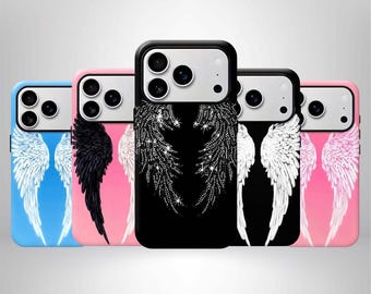 Y2K Angel Wings Phone Case, Feather Graphic Tough Cover, Glossy Finish