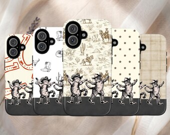 Cowboy Cat Phone Case, Western Toile Phone Cover, Durable Protective Design