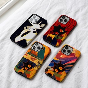 Emo Gothic Surreal Abstract Phone Case, Bold Red Swirl Spooky Celestial Tough Cover