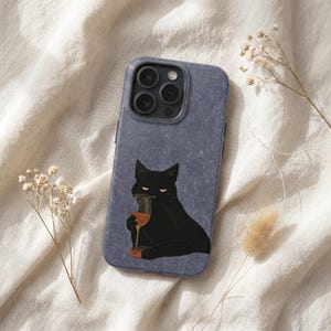 Whimsical Black Cat Phone Case | Sassy Art, Guitar, Moon Designs Style 3