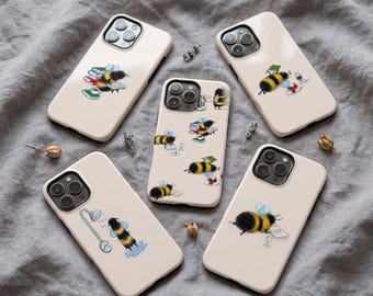 Kawaii Bumblebee Illustration Phone Case , Funny Bee Daily Life Cover