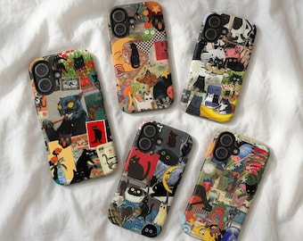 Whimsigoth Black Cat Collage Phone Case, Witchy Gothic Lover Cover