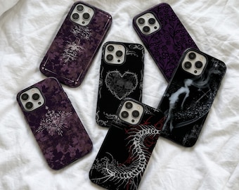 Gothic iPhone Case, Dark Fantasy Spine Skull Cover, Grunge Witchy Whimsigoth Phone Protection