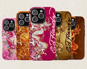 Y2k Trendy Tiger  Collage Phone Case, Vintage Dragon Skull Leopard Tattoo Cover