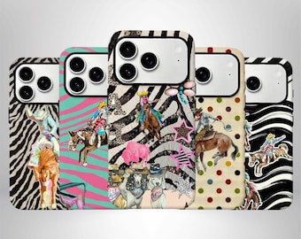 Preppy Western CowgirlPhone Case, Cowboy Zebra Print Cover