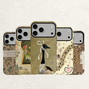 Coquette Bow Goose Phone Case | Fairytale Lamb & Vintage Floral Patchwork Pattern