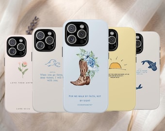 Christian iPhone Case, Bible Verse Phone Cover, Religious Scripture Art