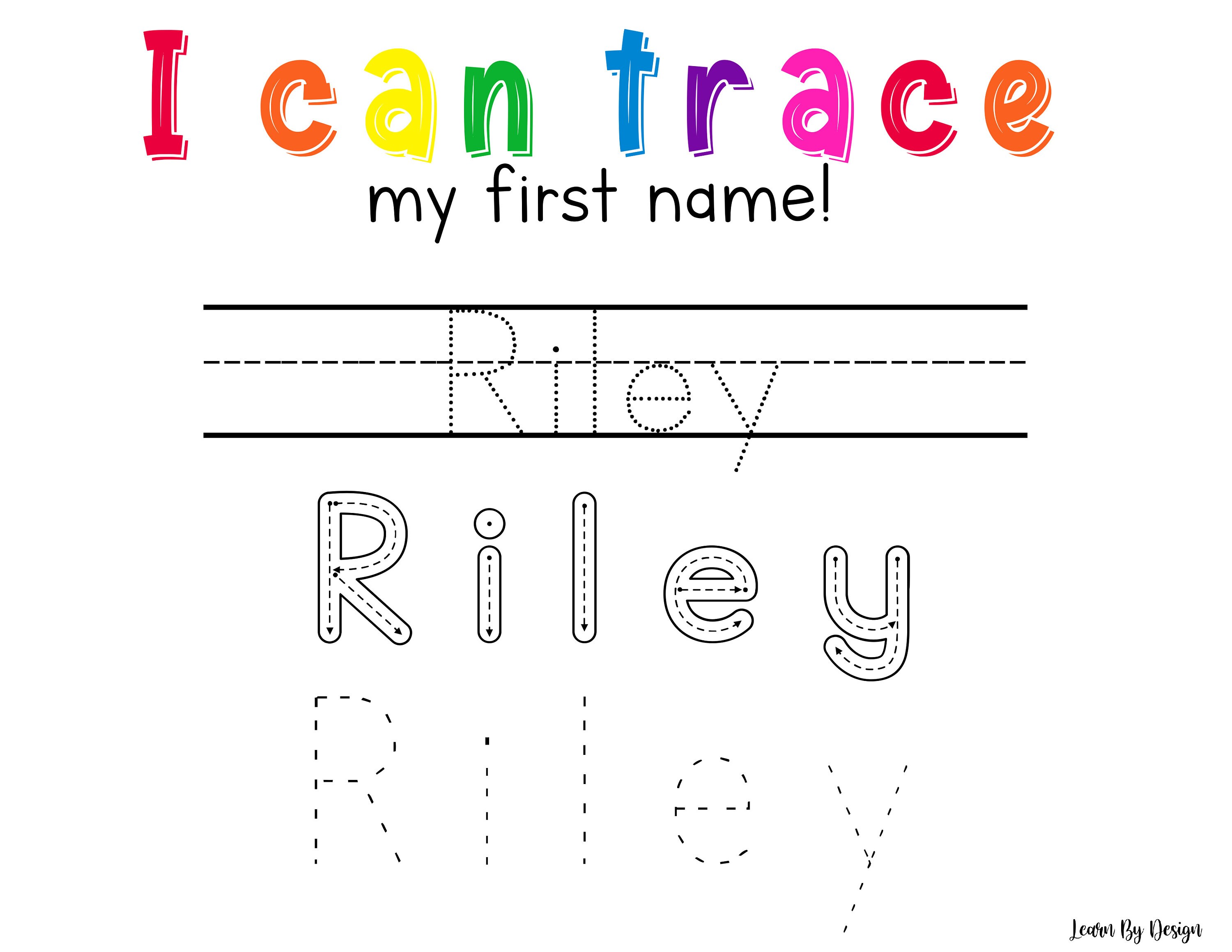 name tracing worksheet preschool printable worksheet first etsy