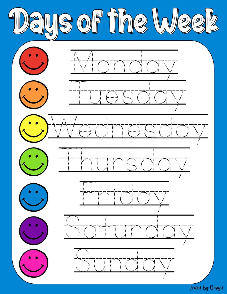 Days Of The Week Free Printable