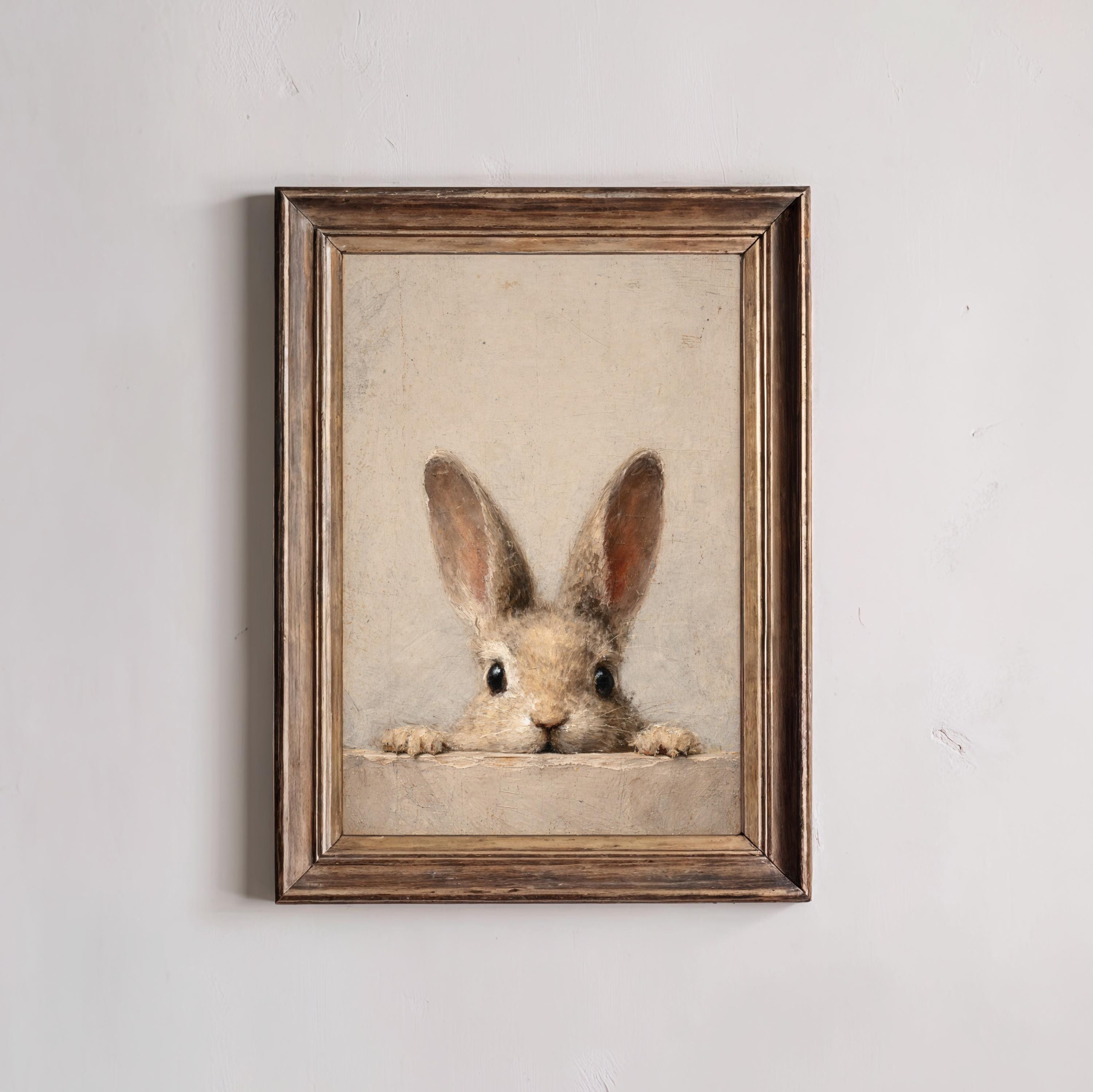 Peeking Rabbit Print, Cottagecore Easter Bunny Wall Art (digital ...
