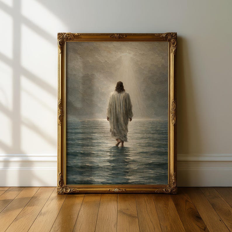 Jesus Walking on Water Oil Painting Style Christian Wall Art (digital ...