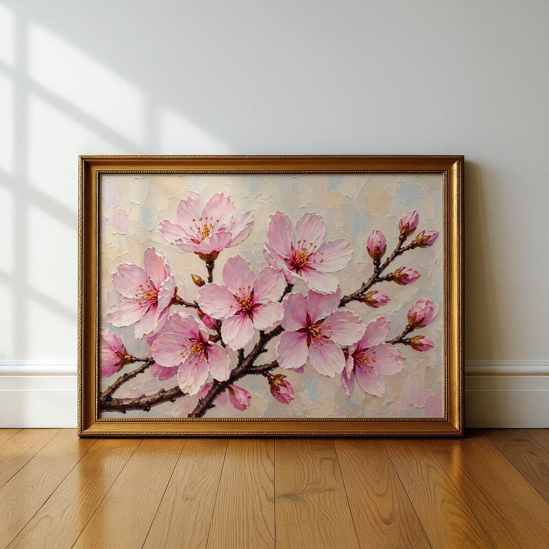 Cherry Blossom Wall Art, Pink Sakura Flower Print, Spring Floral ...