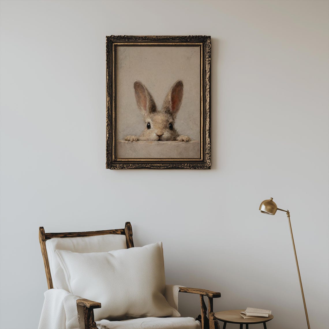 Peeking Rabbit Print, Cottagecore Easter Bunny Wall Art (digital ...