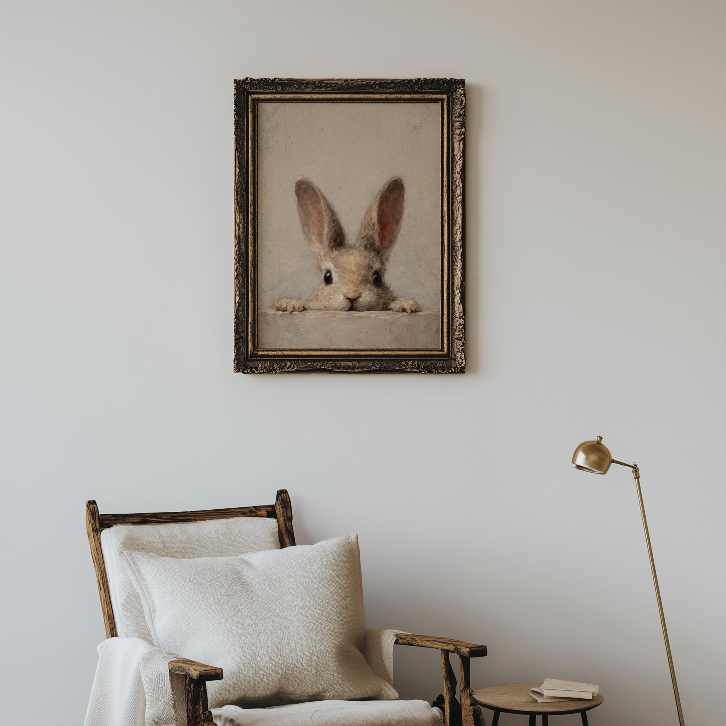 Peeking Rabbit Print, Cottagecore Easter Bunny Wall Art (digital ...