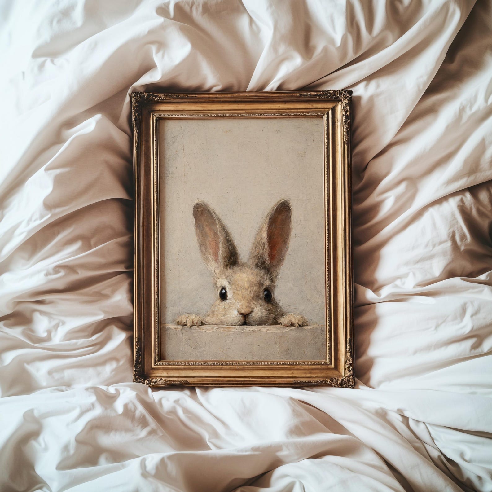 Peeking Rabbit Print, Cottagecore Easter Bunny Wall Art (digital ...