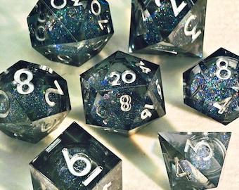Galaxy Liquid Core DnD Dice Set, Role Playing Games, Full Dungeons and Dragons Dice Set, DnD Gifts, Resin D&D Dice Set