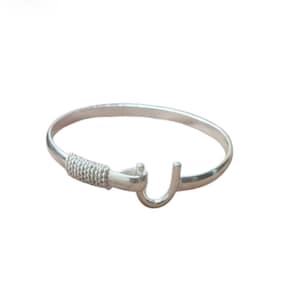 Handmade 925 Sterling Silver Caribbean Hook Bangle, Adjustable Bracelet, Gift for Mom