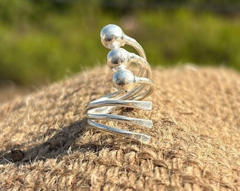 Anillo de plata de ley ajustable / Anillo minimalista moderno.