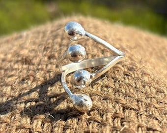 Silver Ball Ring / Ball Silver Ring / Cage Ring Size 6, 7, 8, 9